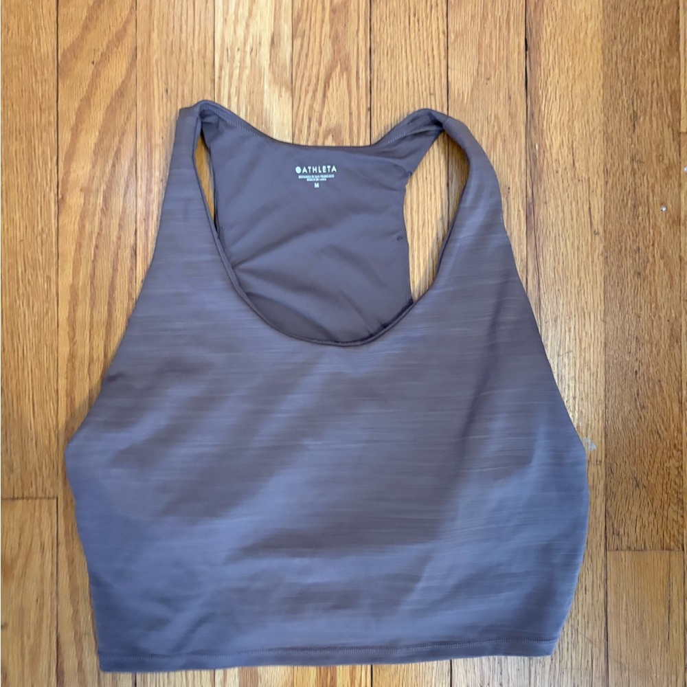 Athleta Women's Charcoal Cropped Workout Top with Built in Bra